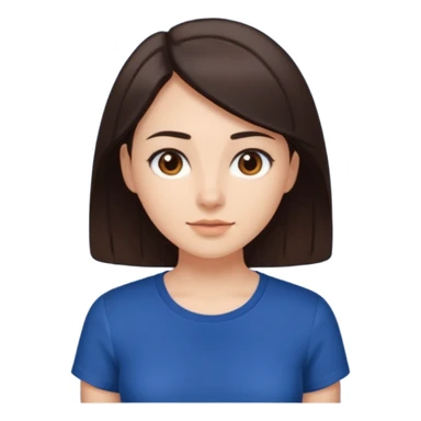 Una donna con una maglietta a mezze maniche blu scuro,capelli lisci e mori occhi marroni sticker