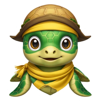 cute sea turtle wearing a yellow pirate scarf sticker