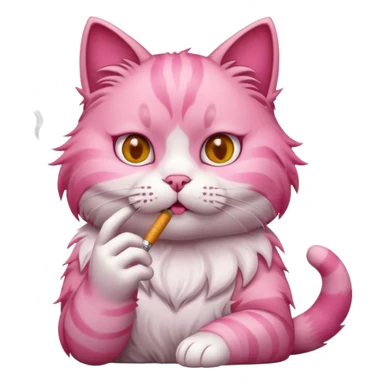Pink cat with cigarette  sticker