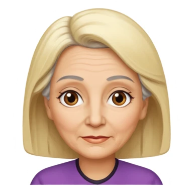 Rea emoji bionda di 70 anni occhi castani sopracciglia nere sticker