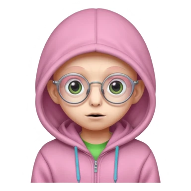 Aliens Pink, hoodie, cute big eyes, glass, thin ears, half body sticker