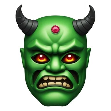 green ruby japanese oni mask sticker