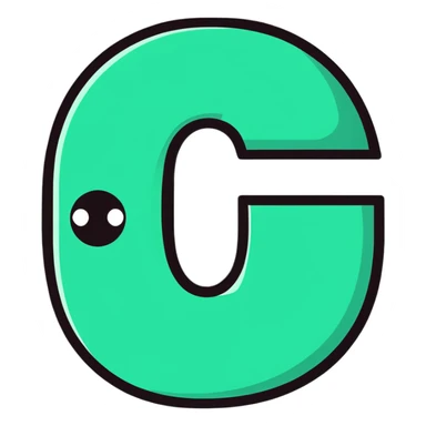 big bold letter C in lime green electric color with googly eyes on top sticker