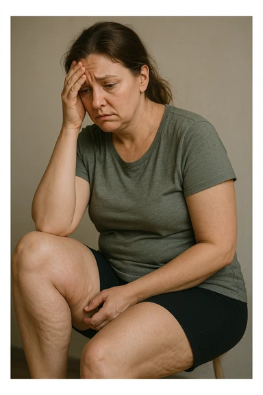 dONNA CON tanta cellulite disperata e stanca della sua condizione sticker