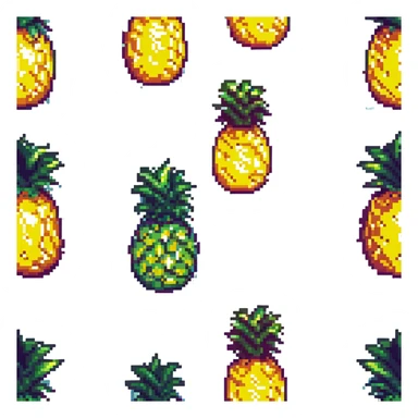 vibrant stylized whole pineapple sprite for 2D fruit ninja game, pixel art style, matching previous fruit style sticker