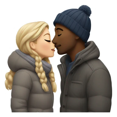 couple kissing outdoors in winter sticker