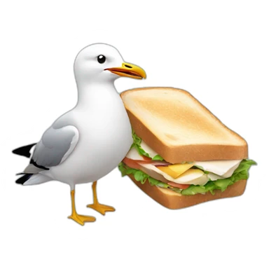 Two seagulls est and sharing sandwich  sticker