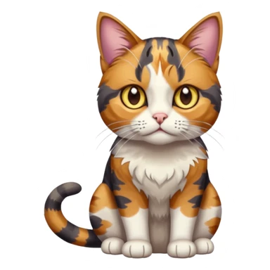 full body anxious looking colourful light calico tabby cat with hazel eyes sticker