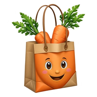 paper shopping bag with carrot. Transparent background sticker