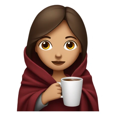 Brunette girl inside a maroon blanket sipping coffee eyes closed sticker