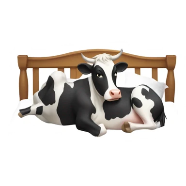 Cow in bed sticker