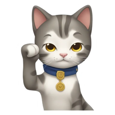 Saluting cat anime theme sticker