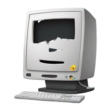 Broken desktop computer sticker