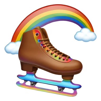 Poop emoji skating under a rainbow  sticker