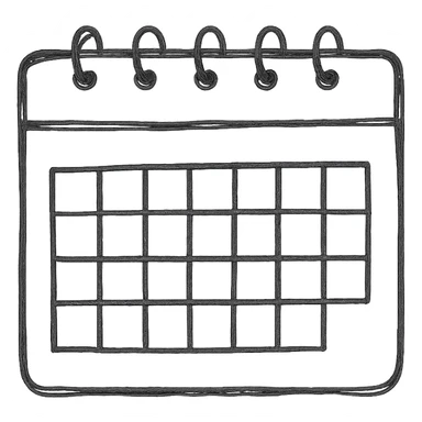 Простой календарь в стиле дудлинг — прямоугольная сетка с днями недели, нарисованная вручную sticker