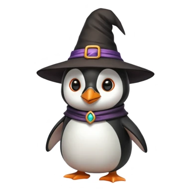 penguin in role witch sticker