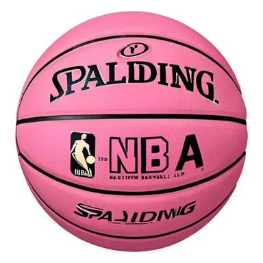 minimalist pink Spalding basketball with simple NBA logo, subtle colorful details, clean design sticker
