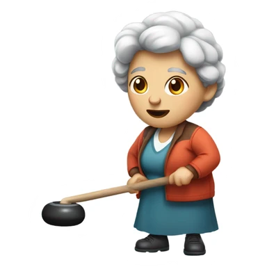 Old woman curling sport sticker