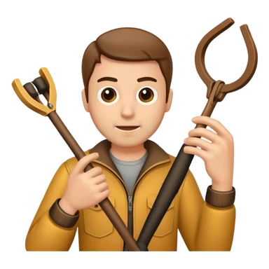 a man holding a slingshot sticker