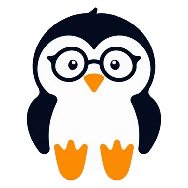 penguin head with round glasses, cute, smart looking sticker