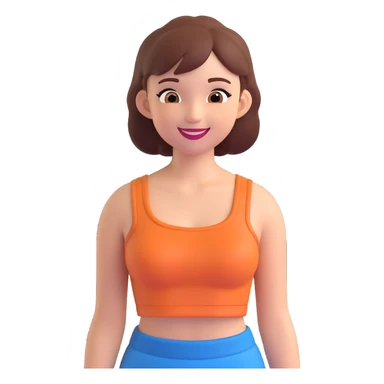 girl in a crop top, smiling, simple background sticker