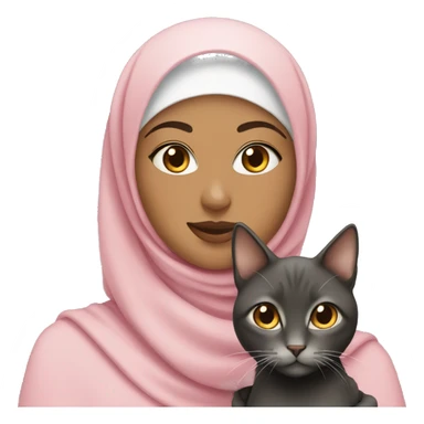 pretty woman with hijab holding a cat sticker