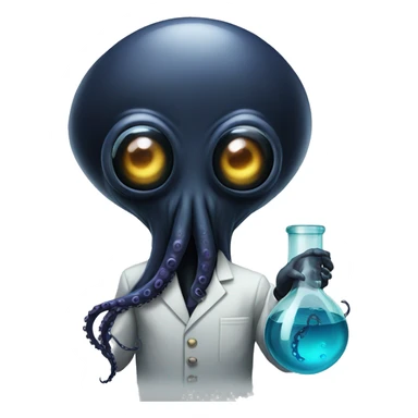 Black Alien Octopus with scientist  sticker