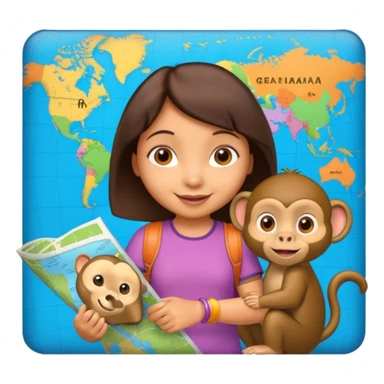 light skin dora the explorer with monkey and map sticker