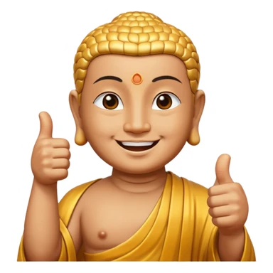 Buddha smiles and gives a thumbs up sticker