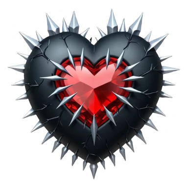 realistic black heart with thorns and a crystal, dark romance sticker