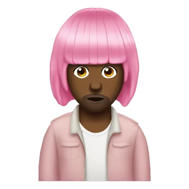 kanye west with a pink wig  sticker