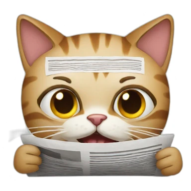 cat reading newspaper sticker