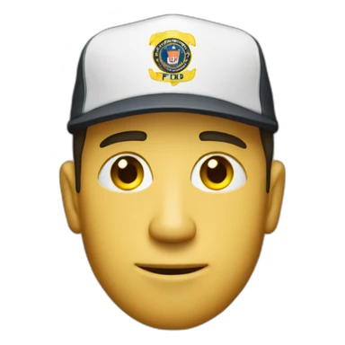 man with yellow "FBI" letters on his cap sticker
