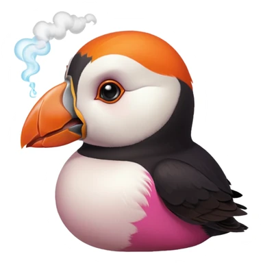 pink puffin angry blow steam nose beak sticker