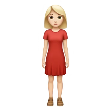 Create me an emoji of a full body white female in a casual dress, looking slightly to her right. sticker