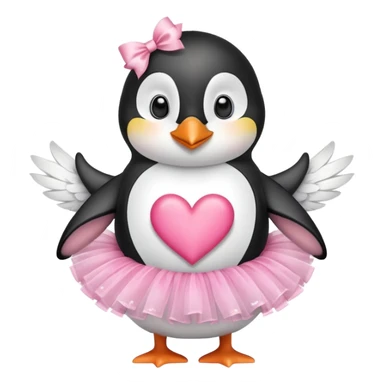 Pinguin making hearts with hands in a pink tutu sticker