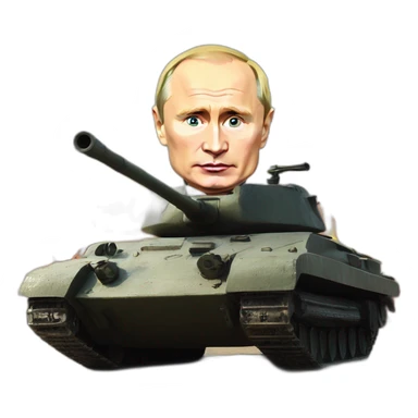 sad vladimir putin in burning wooden t34 tank firing banana ammo sticker