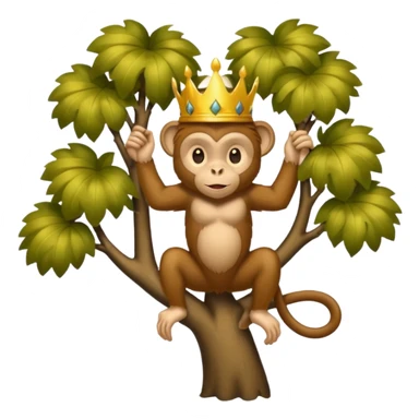 Kral taçlı ağaca çıkmış maymun sticker