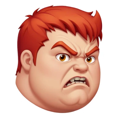 chubby young angry man in profile view with red hair and sharp fangs sticker