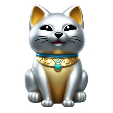 fully chrome fox statue in the form of maneki neko sticker