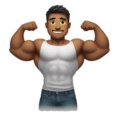 muscle boy flexing sticker