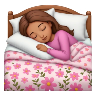 light brown girl beautiful finish sleeping on her bed with pinky floral design  sticker