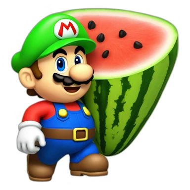 super mario with a watermelon sticker