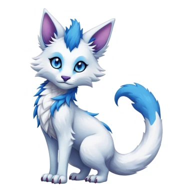 Kawaii dark edgy fantasy ethereal feline-vernid-sergal-fursona animal creature with a tufted tail full body sticker