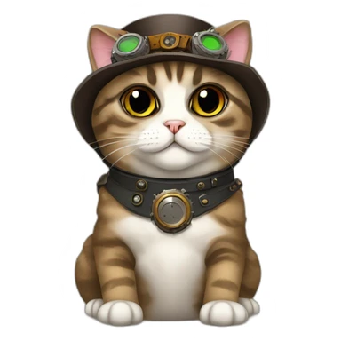 steampunk scottish fold cat sticker