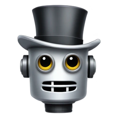 a robot with a top hat sticker