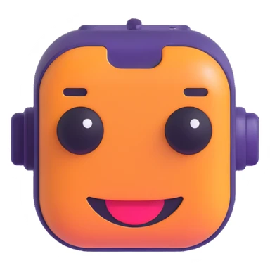 8-bit smiling chatbot head — reminiscent of old RPG characters, with blinking eyes and simple animated mouth. sticker