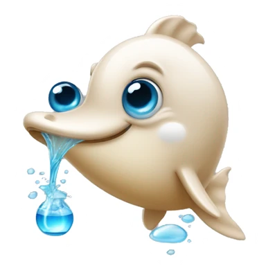 Bouteille d'eau avec un dauphin qui a des yeux en coeurs dedans sticker