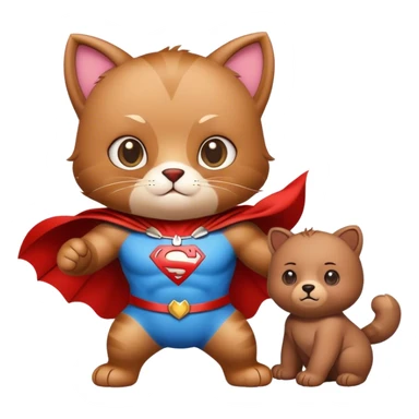 a super hero cat with a cute bear sticker