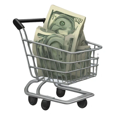 shopping cart with bank notes insides sticker